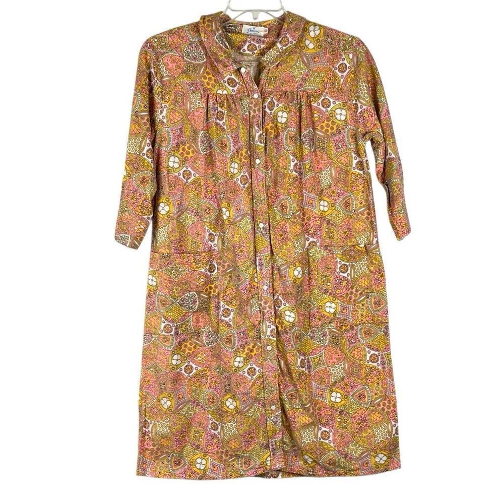 Sharon All Cotton Vintage Floral Duster Dress Large
